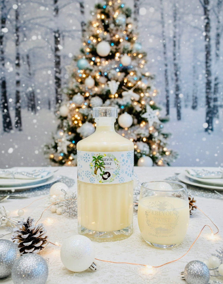Kreyól Twist Kremas  with a festive background